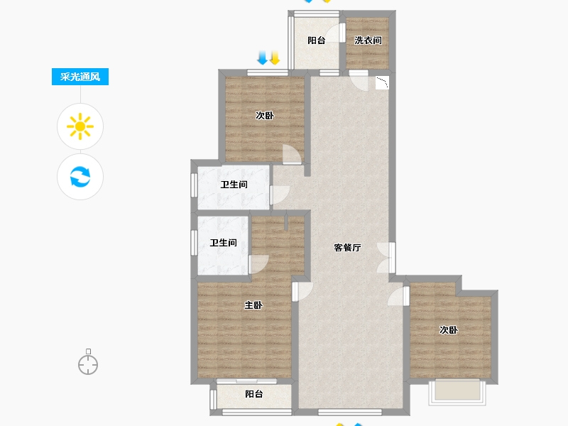 河北省-保定市-朝阳首府澜园-111.14-户型库-采光通风