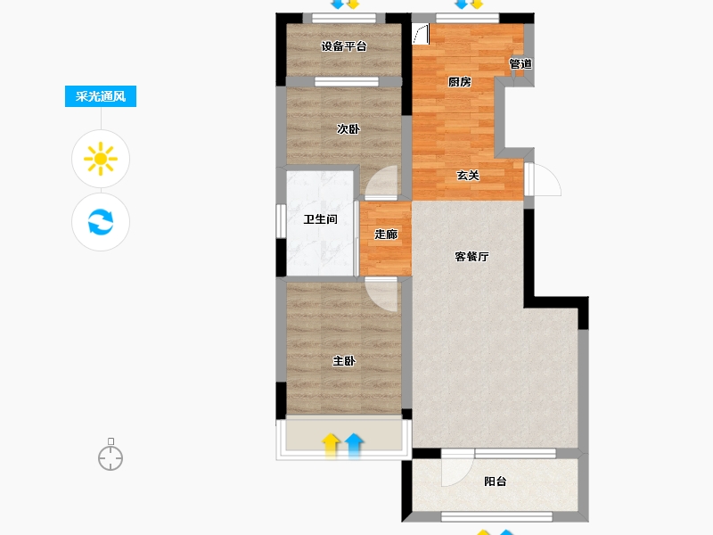 吉林省-通化市-泰德·观唐-59.91-户型库-采光通风