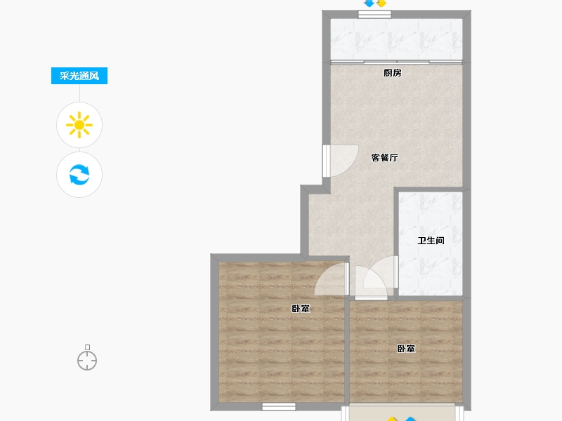 辽宁省-丹东市-天诚佳园二期-60.00-户型库-采光通风