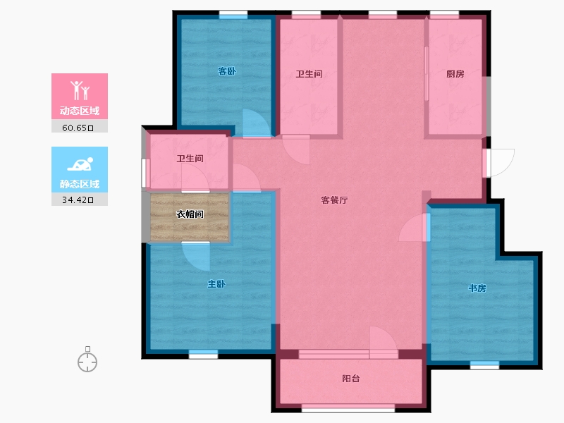 辽宁省-大连市-金悦湾-87.54-户型库-动静分区