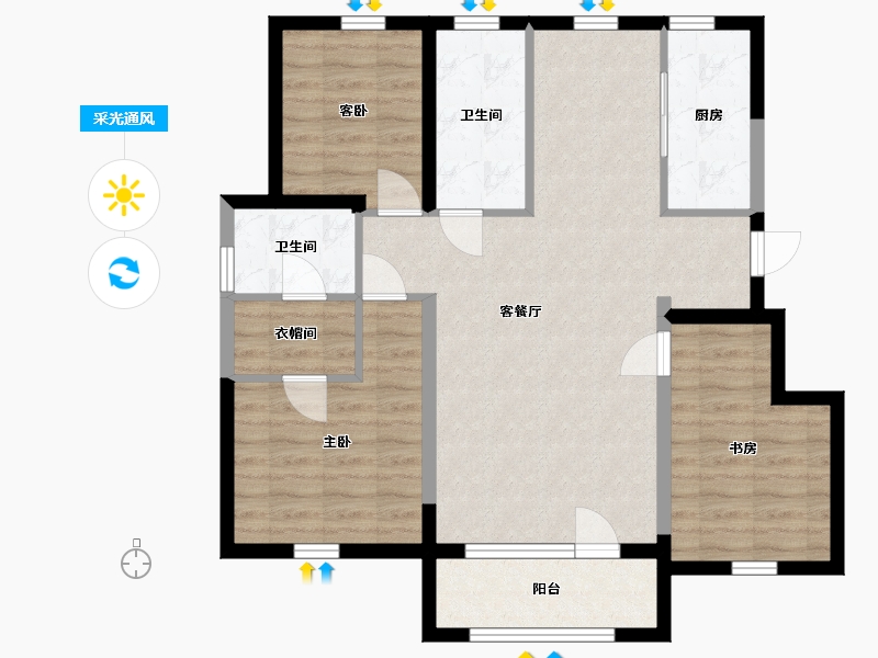 辽宁省-大连市-金悦湾-87.54-户型库-采光通风