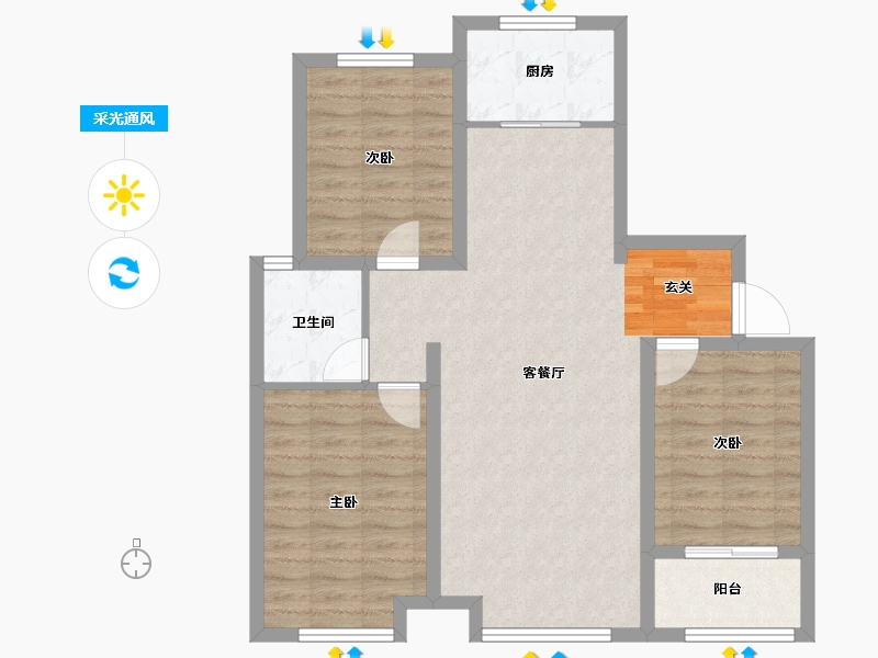 河北省-保定市-阜平新天地-84.61-户型库-采光通风