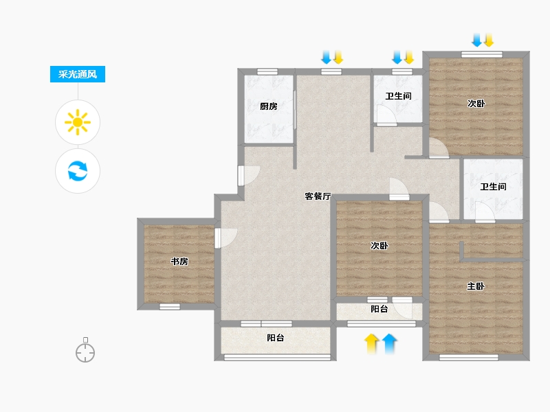 吉林省-白城市-鹤城壹号院-122.47-户型库-采光通风