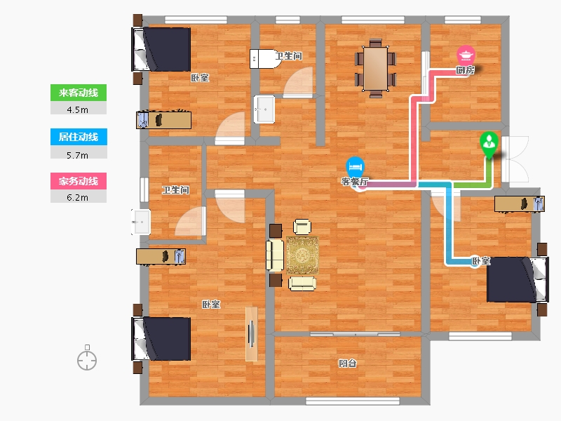 河北省-邯郸市-荣盛公园印象-104.00-户型库-动静线