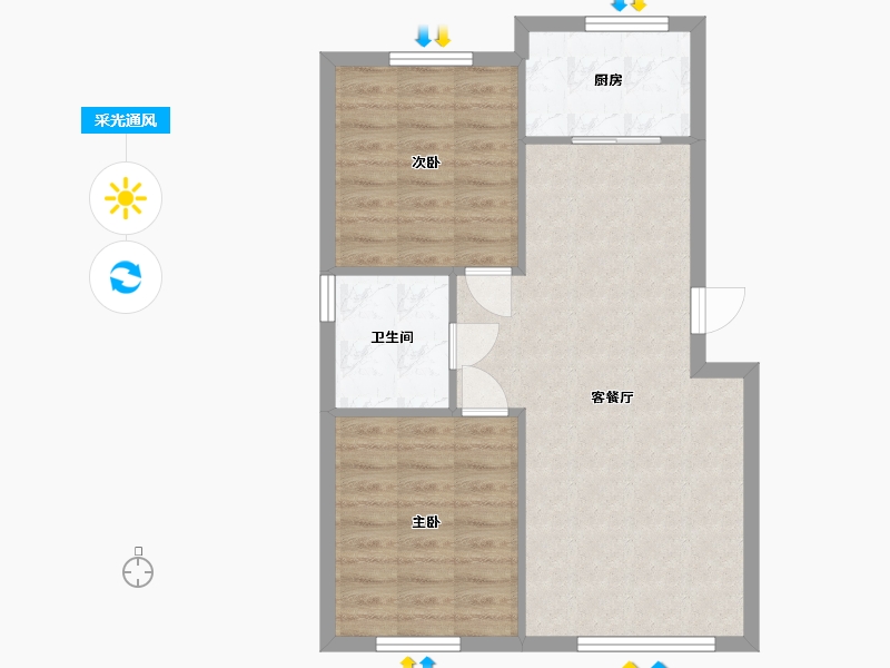 吉林省-白城市-鹤城壹号院-62.80-户型库-采光通风