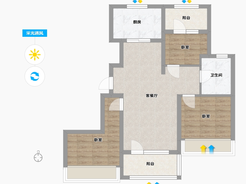 辽宁省-大连市-华润置地公元九里-67.46-户型库-采光通风