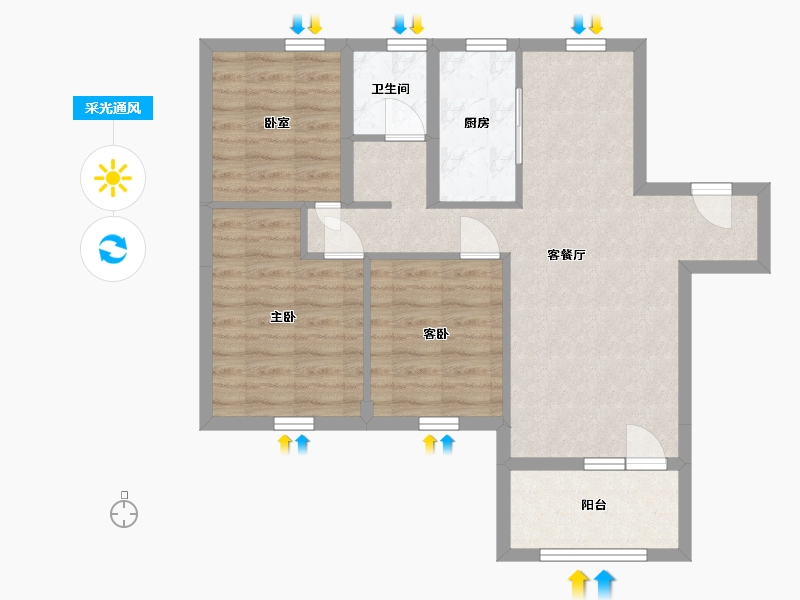 辽宁省-大连市-隆昌世家-71.54-户型库-采光通风