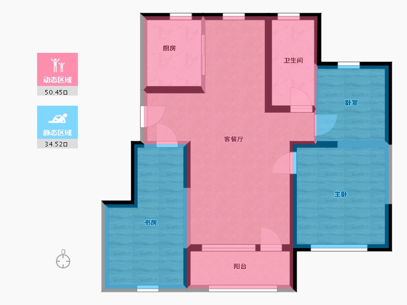 辽宁省-大连市-金悦湾-74.93-户型库-动静分区