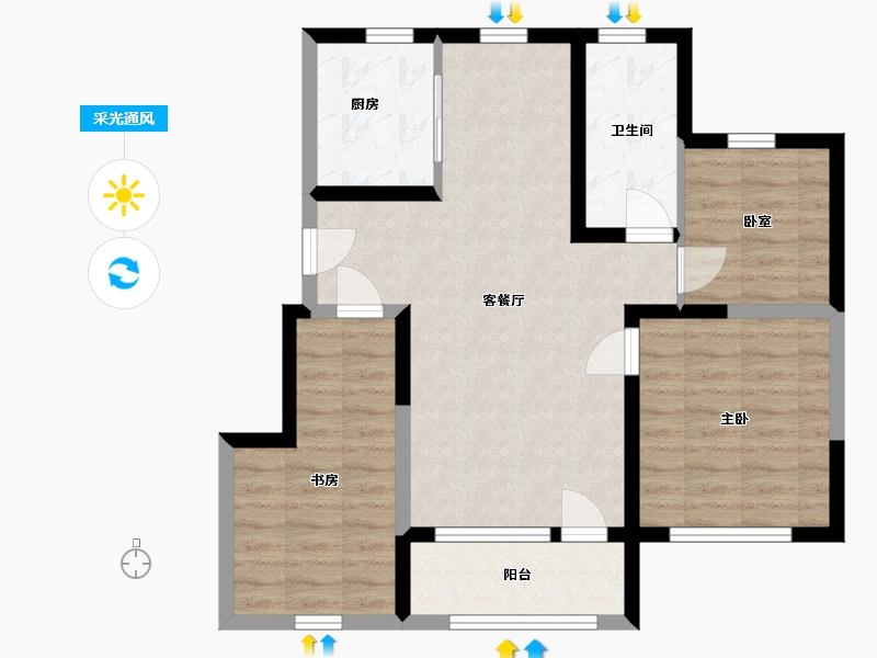 辽宁省-大连市-金悦湾-74.93-户型库-采光通风