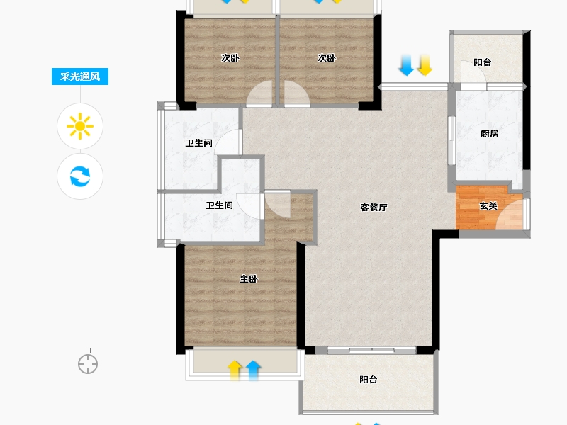 云南省-曲靖市-富源宏发梧桐苑-102.00-户型库-采光通风