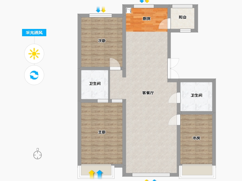 吉林省-白城市-萬象府-91.85-户型库-采光通风