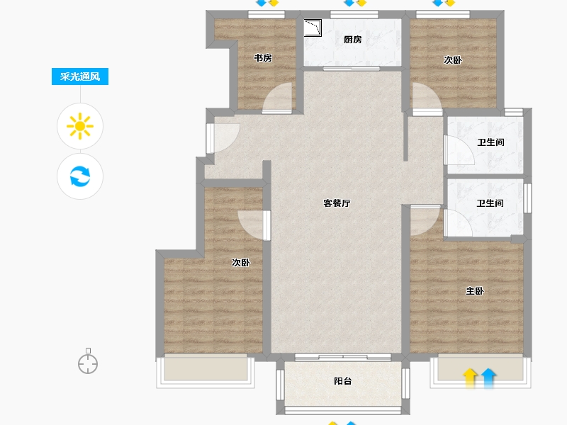 黑龙江省-哈尔滨市-新松·未来ONE-104.01-户型库-采光通风