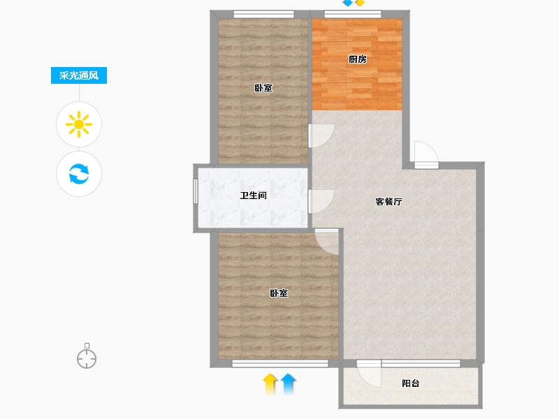 辽宁省-丹东市-金枫裕墅-85.88-户型库-采光通风