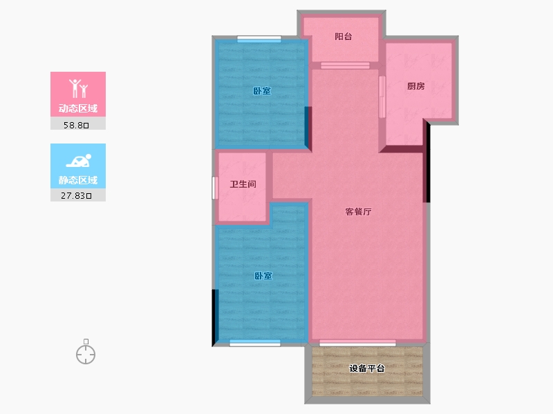 辽宁省-盘锦市-总部生态城·泰郡三期-83.28-户型库-动静分区