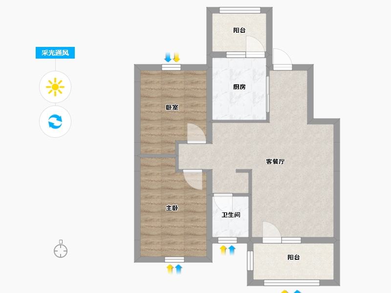 辽宁省-大连市-隆昌世家-63.73-户型库-采光通风