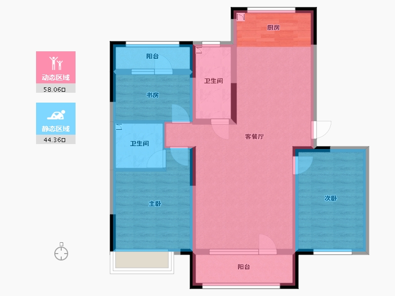 辽宁省-辽阳市-金·首府-90.72-户型库-动静分区