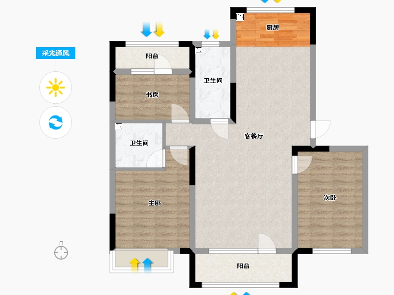 辽宁省-辽阳市-金·首府-90.72-户型库-采光通风