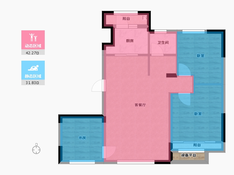 辽宁省-营口市-普罗旺斯-67.10-户型库-动静分区