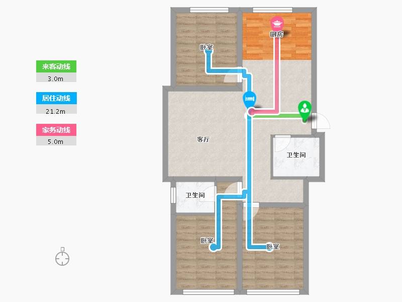 吉林省-四平市-星源城湖语墅-88.63-户型库-动静线