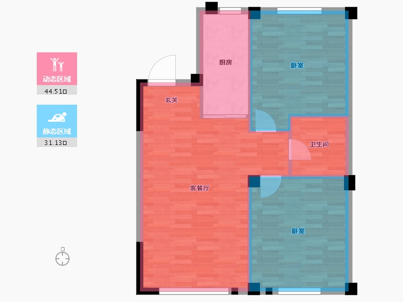 辽宁省-大连市-恒峰天泉小镇泽龙苑-69.29-户型库-动静分区