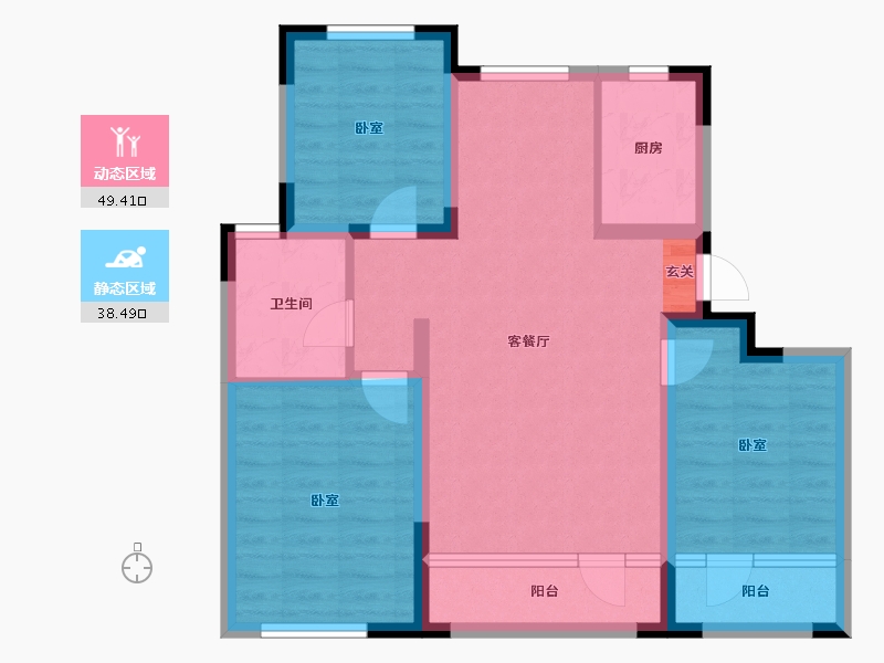 辽宁省-盘锦市-爱顿未来城-77.30-户型库-动静分区