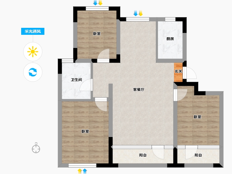 辽宁省-盘锦市-爱顿未来城-77.30-户型库-采光通风