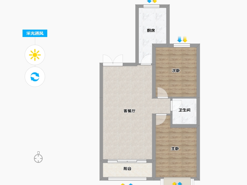 内蒙古自治区-呼和浩特市-城发绿园-68.06-户型库-采光通风