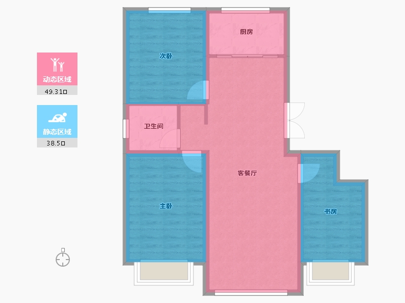 内蒙古自治区-呼和浩特市-城发绿园-79.20-户型库-动静分区