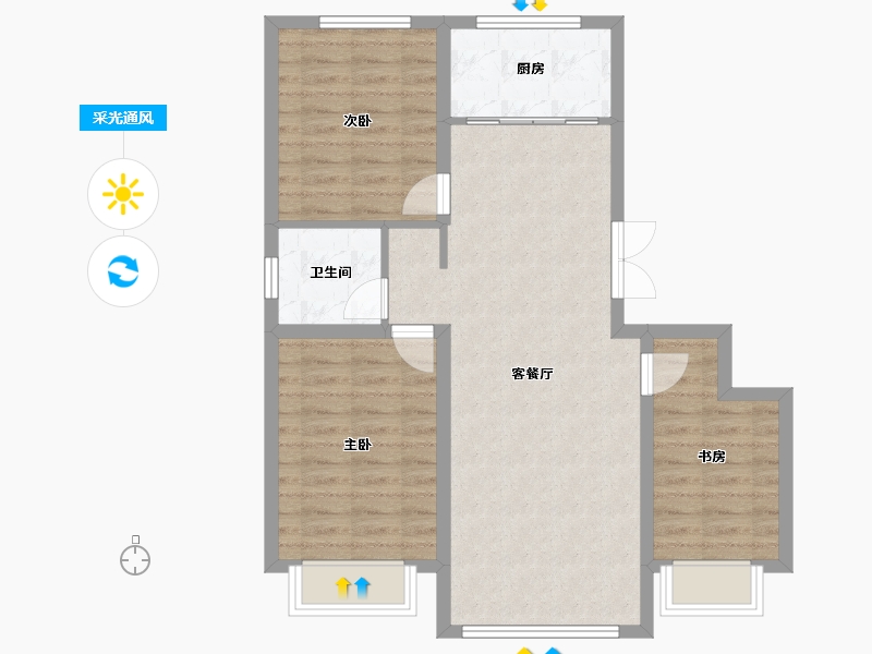 内蒙古自治区-呼和浩特市-城发绿园-79.20-户型库-采光通风