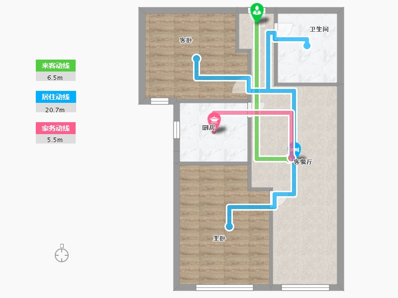 辽宁省-大连市-摩登公园-66.00-户型库-动静线