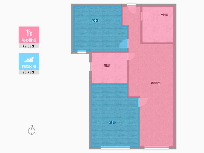 辽宁省-大连市-摩登公园-66.00-户型库-动静分区