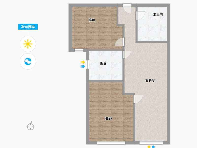 辽宁省-大连市-摩登公园-66.00-户型库-采光通风