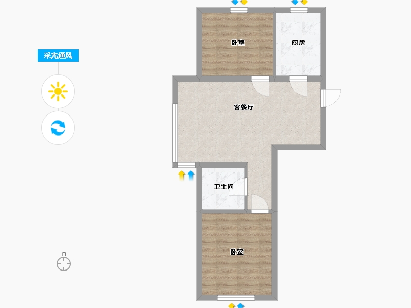 辽宁省-鞍山市-宝居朗庭国际-55.50-户型库-采光通风