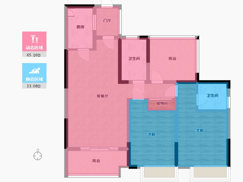 贵州省-贵阳市-宝能国际会展城-86.58-户型库-动静分区