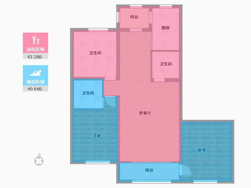 黑龙江省-大庆市-欣苑花园-92.91-户型库-动静分区