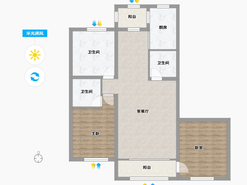 黑龙江省-大庆市-欣苑花园-92.91-户型库-采光通风