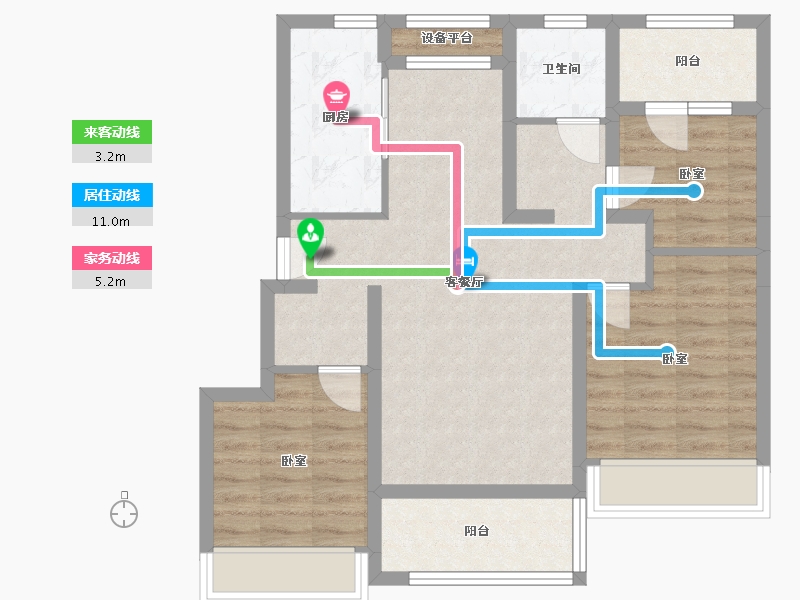 辽宁省-大连市-华润置地公元九里-76.76-户型库-动静线