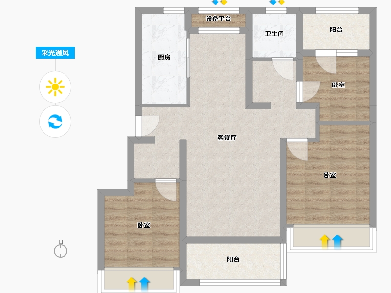 辽宁省-大连市-华润置地公元九里-76.76-户型库-采光通风