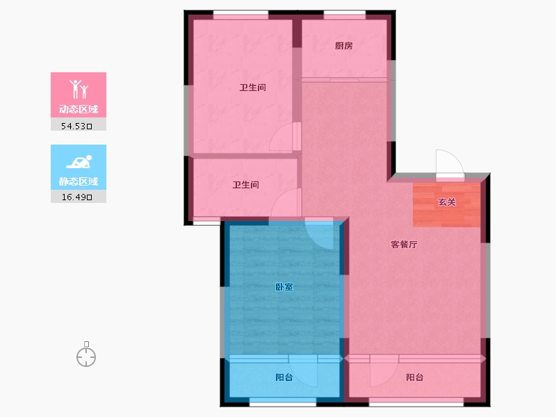 辽宁省-盘锦市-爱顿未来城-62.62-户型库-动静分区