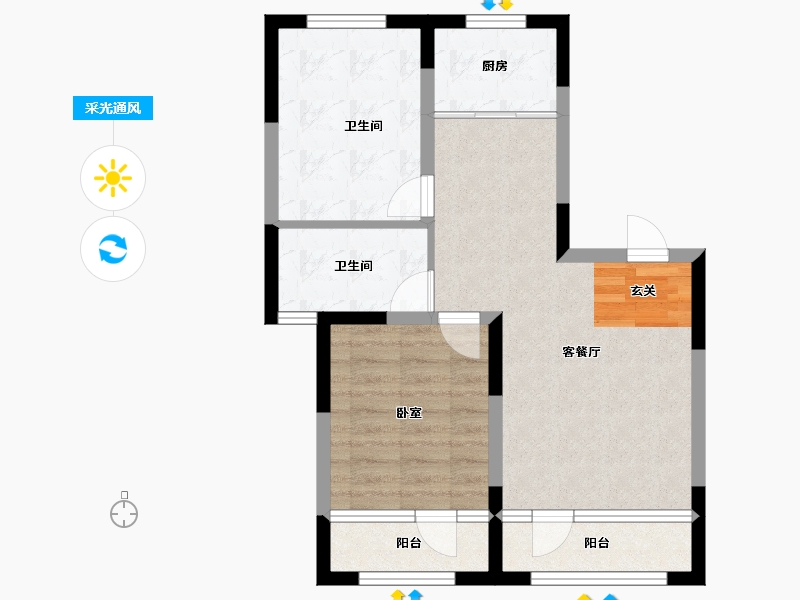 辽宁省-盘锦市-爱顿未来城-62.62-户型库-采光通风