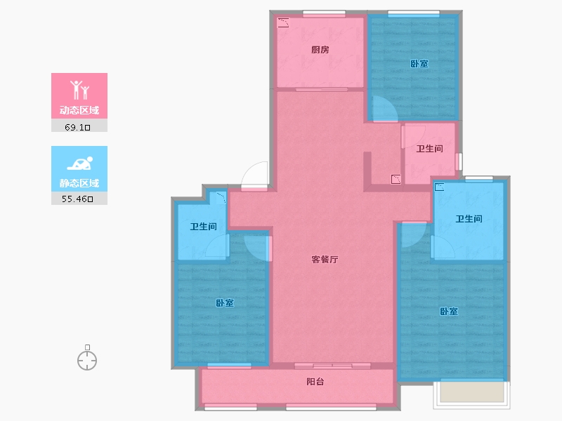 山西省-太原市-保利壹号公馆四期-111.22-户型库-动静分区