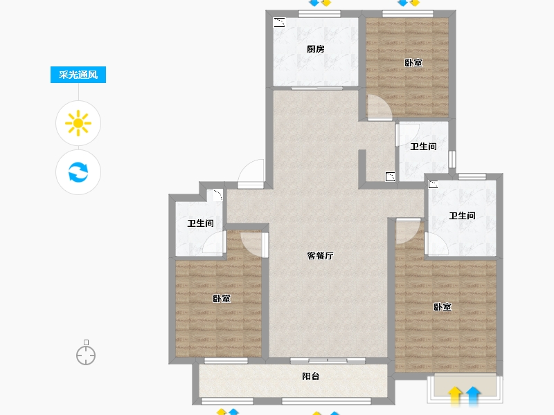 山西省-太原市-保利壹号公馆四期-111.22-户型库-采光通风