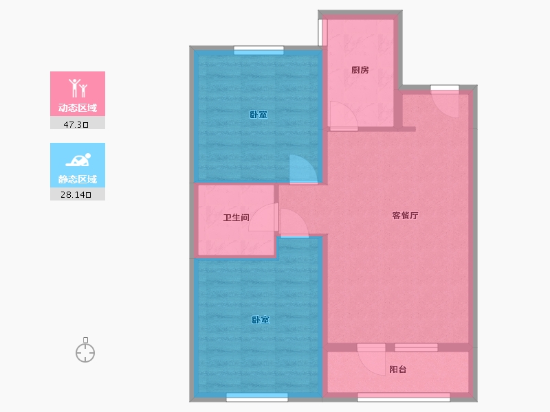 辽宁省-鞍山市-宝居朗庭国际-67.38-户型库-动静分区