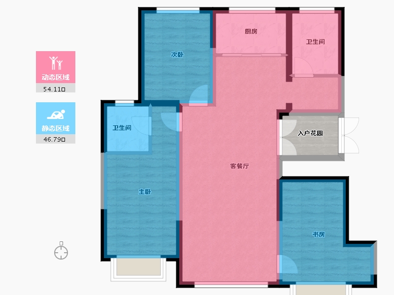 内蒙古自治区-呼和浩特市-城发绿园-94.67-户型库-动静分区