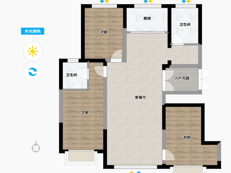 内蒙古自治区-呼和浩特市-城发绿园-94.67-户型库-采光通风