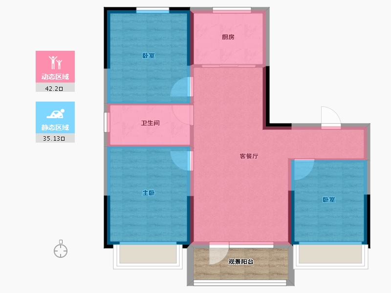 吉林省-四平市-四平金域澜湾-74.53-户型库-动静分区