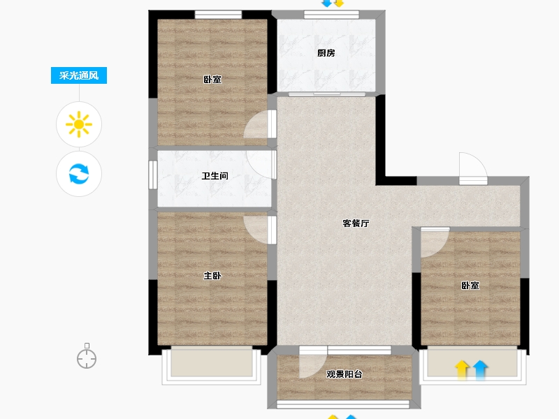 吉林省-四平市-四平金域澜湾-74.53-户型库-采光通风