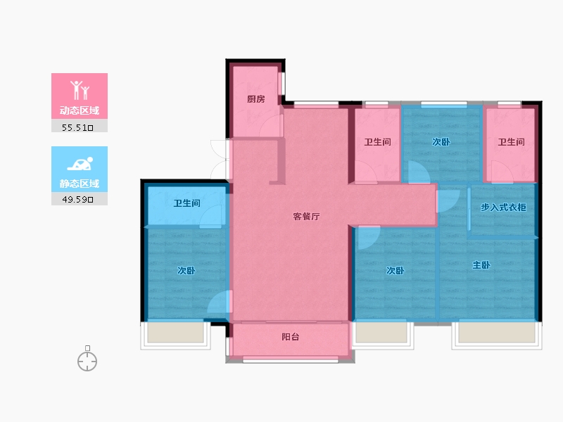 黑龙江省-哈尔滨市-哈尔滨宝能城-93.99-户型库-动静分区