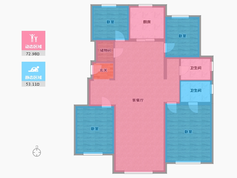 辽宁省-本溪市-中金泓府(本溪）-113.45-户型库-动静分区