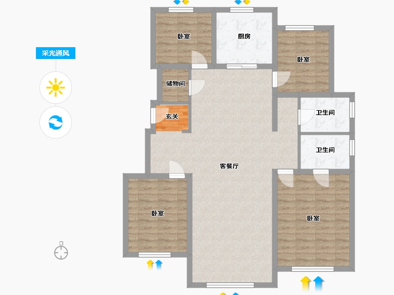 辽宁省-本溪市-中金泓府(本溪）-113.45-户型库-采光通风